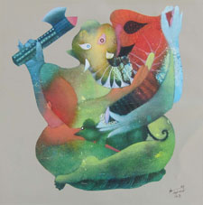 Watercolour on handmade paper by Babu Xavier, October 1987, 10×14 inches