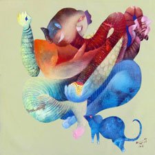 Watercolour on handmade paper by Babu Xavier, March 1988, 22×30 inches