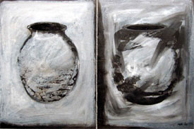 Acrylic on canvas by T. M. Azis, 1996, 12×22 inches