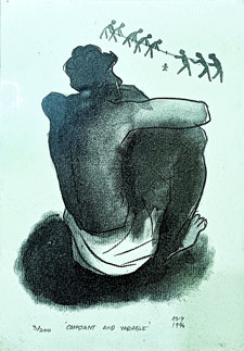 Lithograph print titled Constant and Variable by T. M. Azis, 1996, 7×10 inches