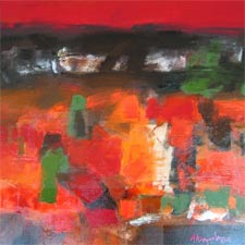 Abstract oil painting on canvas by K. M. Adimoolam, 2007, 24×24 inches (sold)