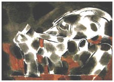 Oil painting by Alphonso Doss, 2001 - Abstract composition with gemstone light effects
