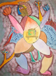 Watercolour on handmade paper by Babu Xavier, October 1989, 16×12 inches