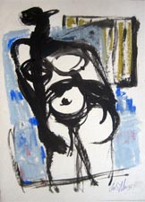 Mixed media on board by J. M. S. Mani, 2005, 6.5×10 inches