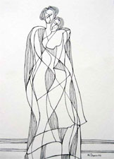 Intricate pen sketch composition by Kiran Kumari