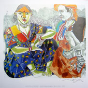 Nizampur IV etching on paper by Laxma Goud, 1978, 12×16 inches